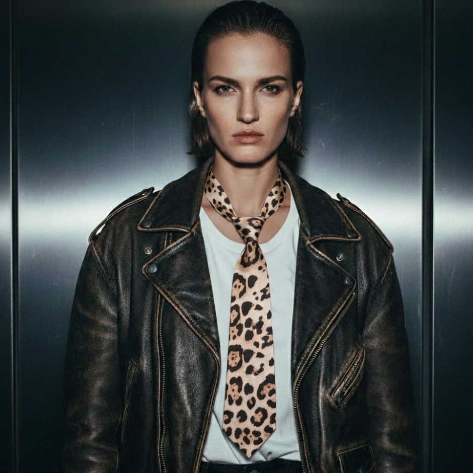 Cravate féminine léopard