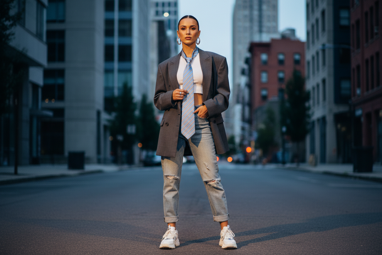 Look urbain M.lyne - Cravate bleu ciel